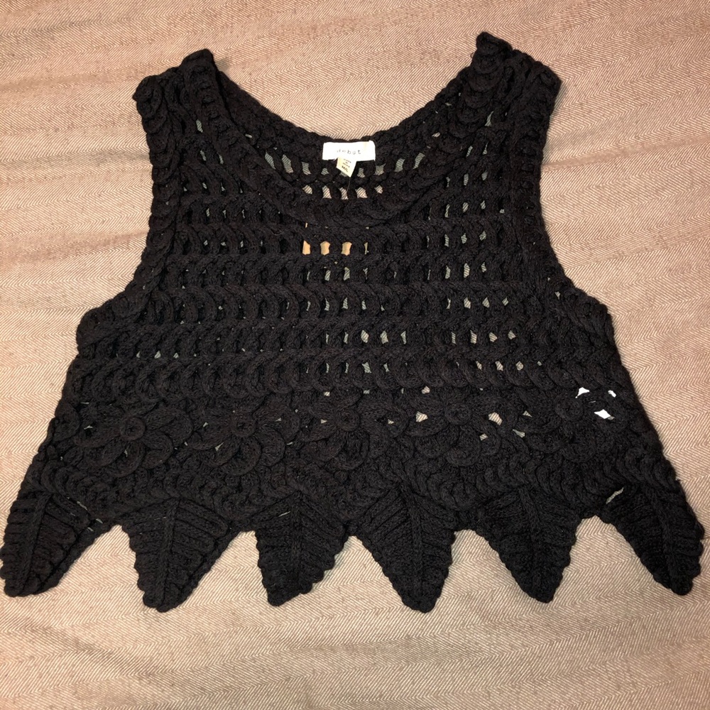 Crochet Black Cropped Top